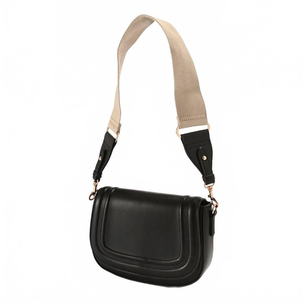 NEW MODA LUXE women's poshette crossbody saddle bag in black